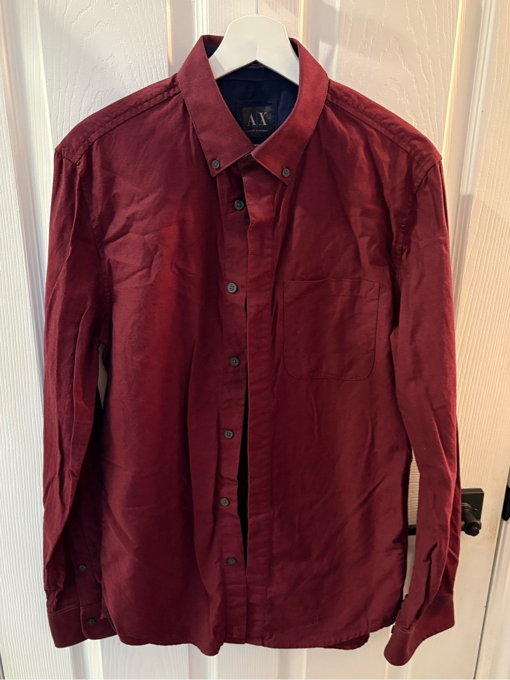 A/X Armani Exchange Men's Deep Wine Red Button-Down Shirt